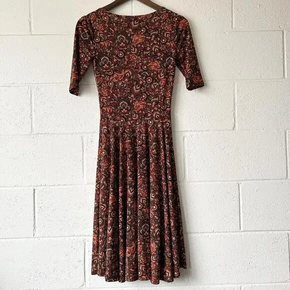 Lularoe Floral Paisley Short Sleeve Fit And Flare Skater Dress Women's XS - Picture 3 of 6